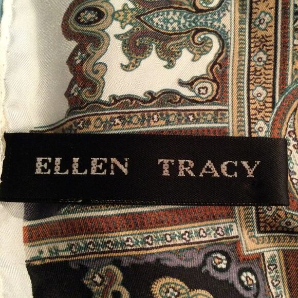 Ellen Tracy 100% Silk Scarf Paisley Print 34”x34” - Picture 2 of 3